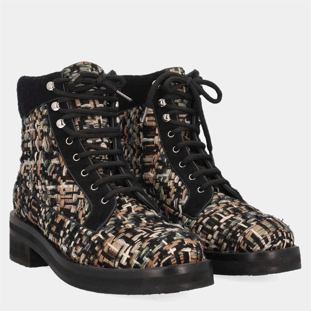 Chanel Tweed Boots, Size 39